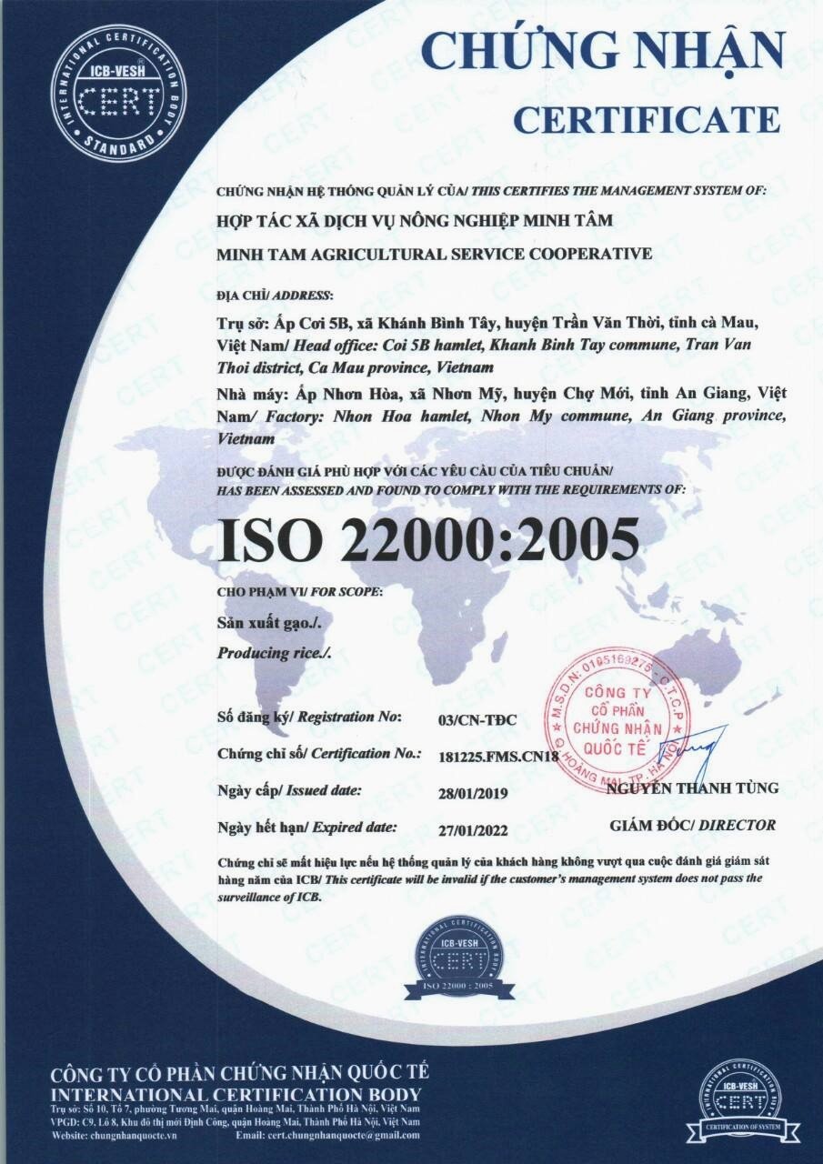 Giấy chứng nhận ISO 22000: 2005